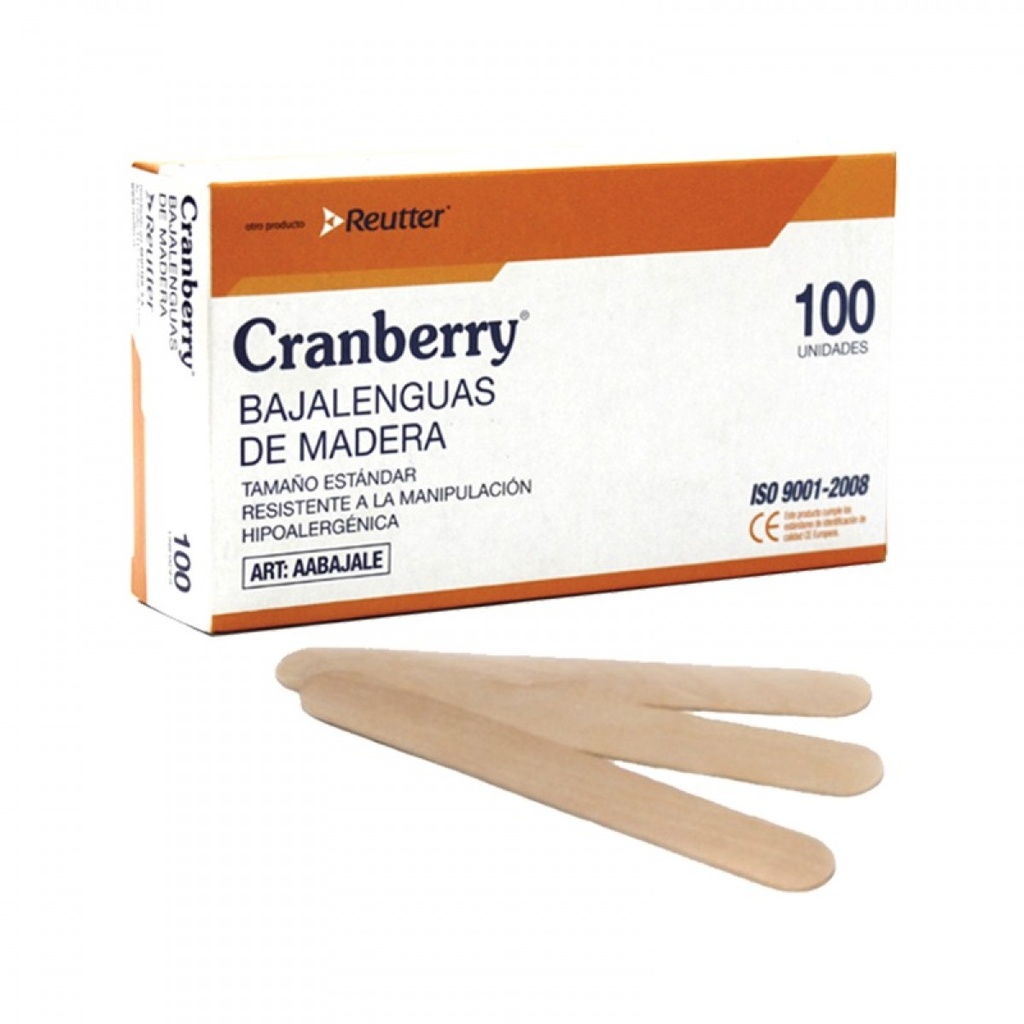 CRANBERRY BAJALENGUAS DE MADERA NO ESTERIL 100 UN