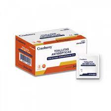 CRANBERRY TOALLITAS CON ALCOHOL ISOPROPILICO 70% 100UN