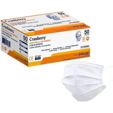 CRANBERRY MASCARILLA 3 PLIEGUES BLANCA C/ELASTICO Y FILTRO USO MEDICO CAJA 50UN