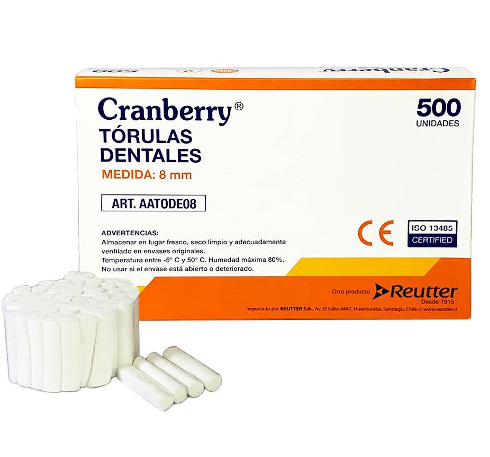 CRANBERRY TORULAS DENTALES 8MM CAJA 500UN