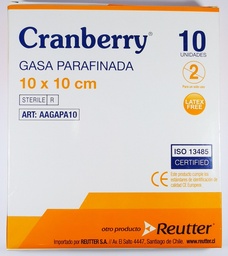 [AAGAPA10] CRANBERRY GASA PARAFINADA ESTERIL 10X10 CAJA 10 UN